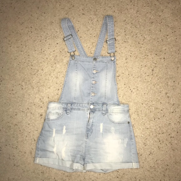 Denim Overall Shorts - Picture 1 of 3
